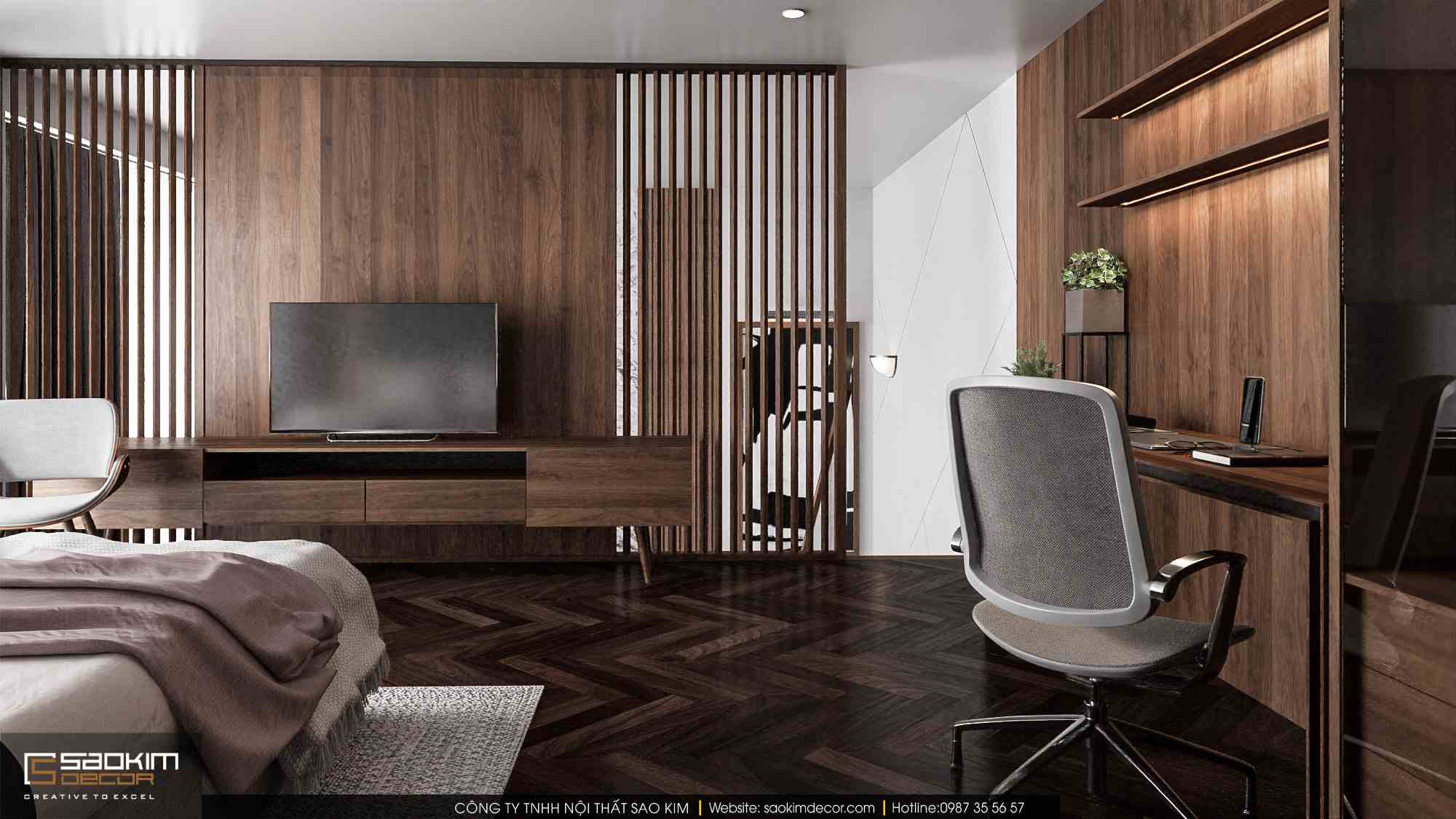 Thiết kế nội thất phòng ngủ chung cư duplex