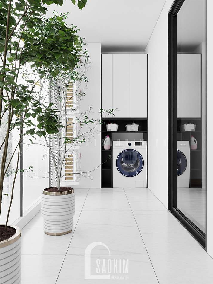 Thiết kế logia căn hộ phong cách hiện đại 92m2 Thiên Niên Kỷ (Ha Tay Millennium) gam màu xám