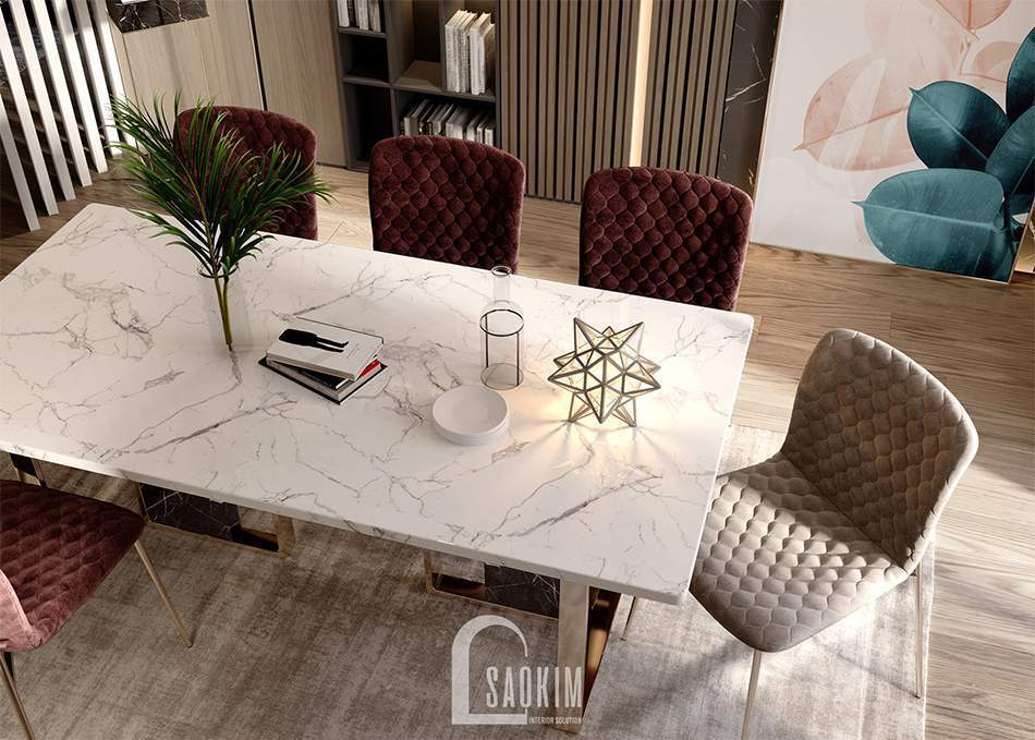 Mẫu thiết kế phòng ăn căn hộ 62m2 Tòa tháp Thiên Niên Kỷ