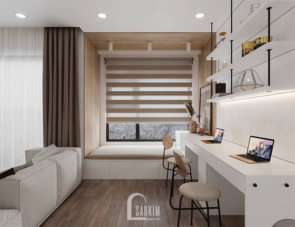 Không gian phòng đa năng trong mẫu thiết kế căn hộ 65m2 chung cư Vinhomes Smart City