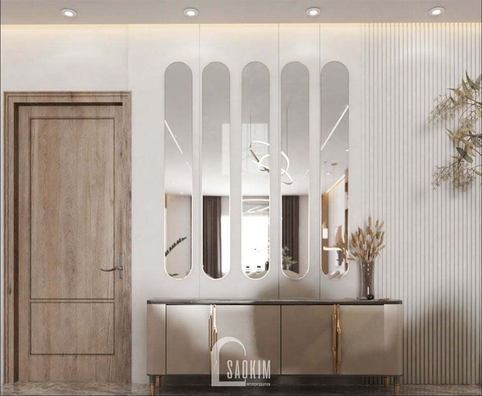 Mẫu thiết kế không gian mở căn hộ 84m2 2 phòng ngủ chung cư The Zei