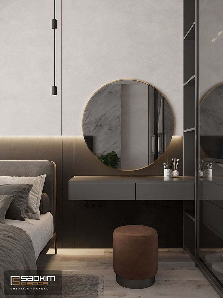 Thiết kế nội thất phòng ngủ căn hộ chung cư Vinhomes Skylake Phạm Hùng theo phong cách Đài Loan