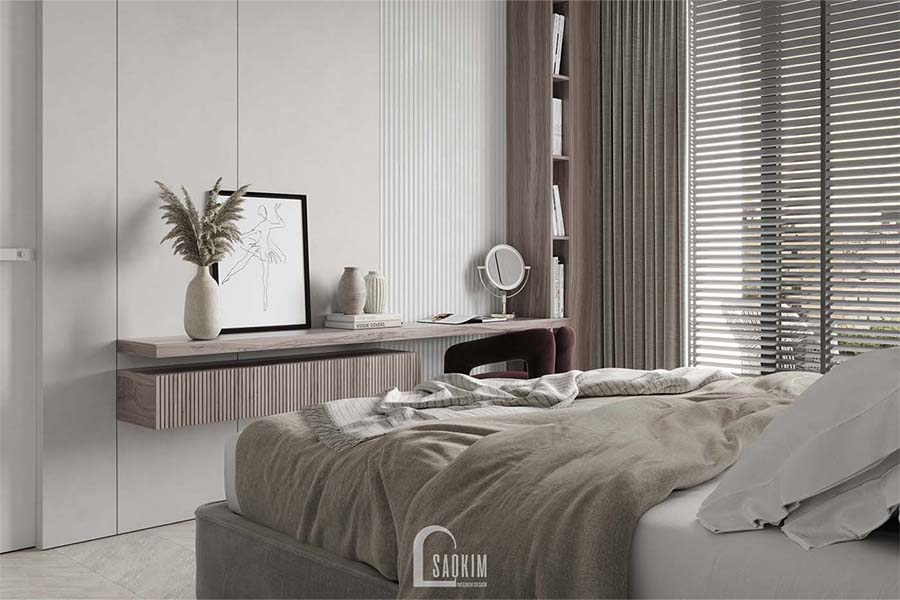 Thiết kế thi công nội thất phòng ngủ master cư Mullberry Lane 113m2 vẻ đẹp sang trọng, ấm cúng