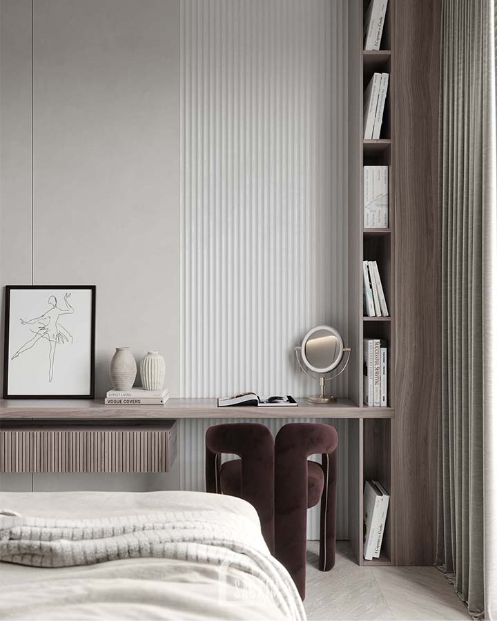 Thiết kế thi công nội thất phòng ngủ master cư Mullberry Lane 113m2 vẻ đẹp sang trọng, ấm cúng