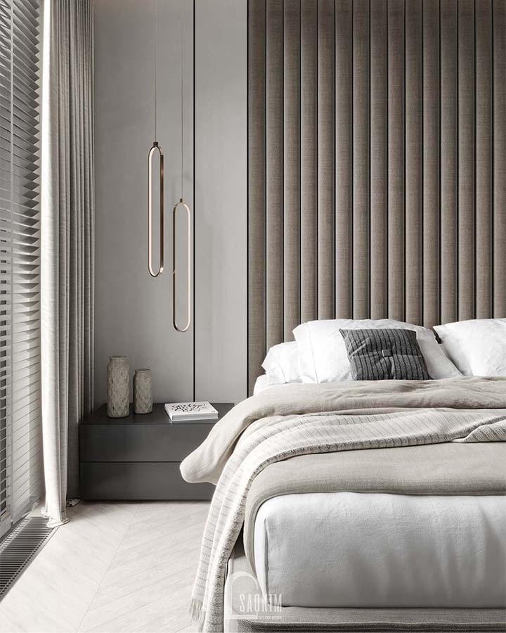 Thiết kế thi công nội thất phòng ngủ master cư Mullberry Lane 113m2 vẻ đẹp sang trọng, ấm cúng