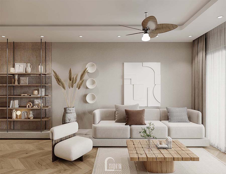 Thiết kế chung cư phong cách Wabi Sabi dự án Feliz Homes Hoàng Mai 120m2