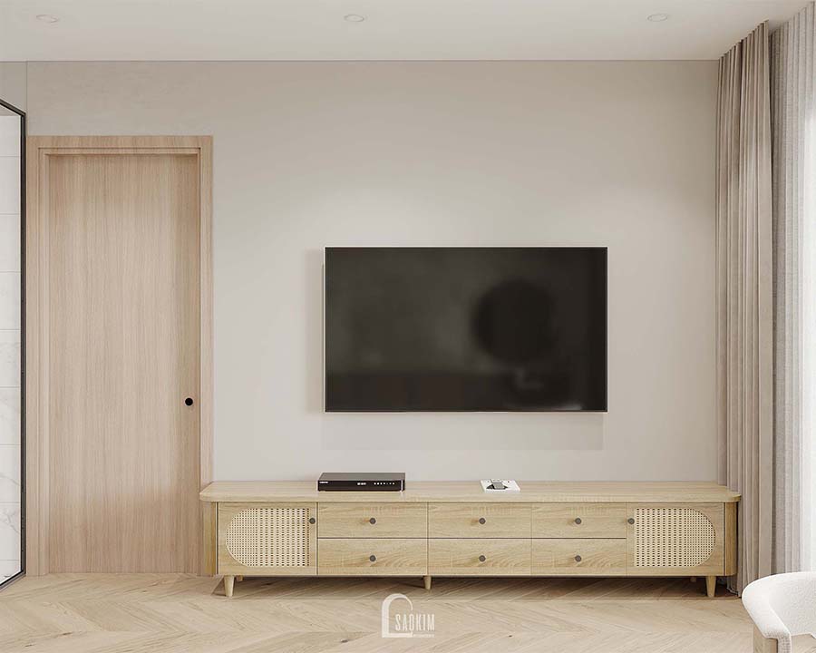 Thiết kế phòng ngủ master chung cư phong cách Wabi Sabi dự án Feliz Homes Hoàng Mai 120m2