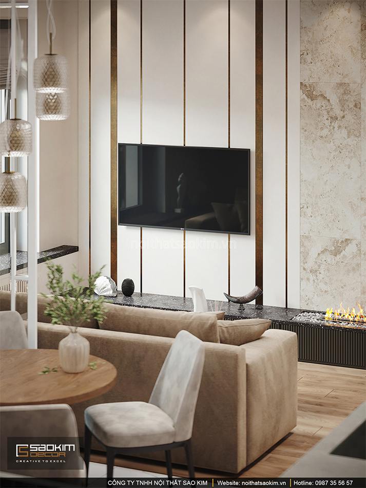 Thiết kế phòng khách căn hộ 1,5 phòng ngủ 6TH Element