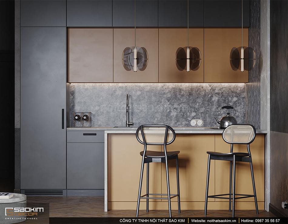 Thiết kế nội thất phòng bếp chung cư Vinhomes Ocean Park
