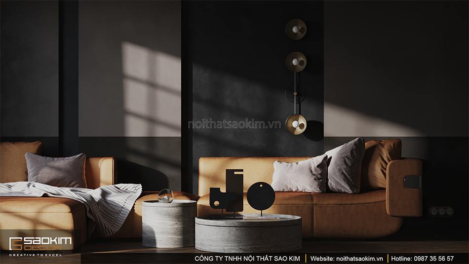 Thiết kế phòng khách căn hộ 1 phòng ngủ Vinhome Ocean Park