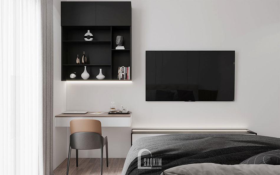 Một góc làm việc nhỏ, tiện nghi được bố trí trong phòng ngủ master
