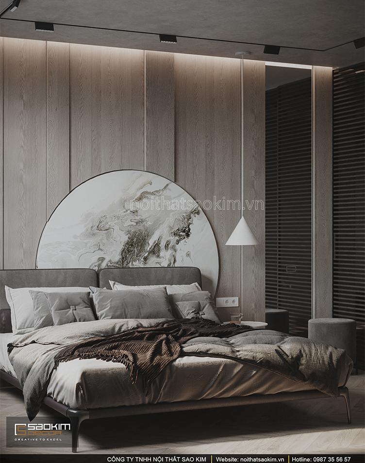 Thiết kế phòng ngủ chung cư đẹp, ấm áp và không kém phần sang trọng