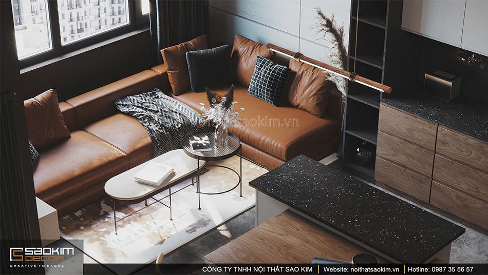 Thiết kế nội thất phòng khách chung cư Vinhomes Smart City theo phong cách Scandinavian