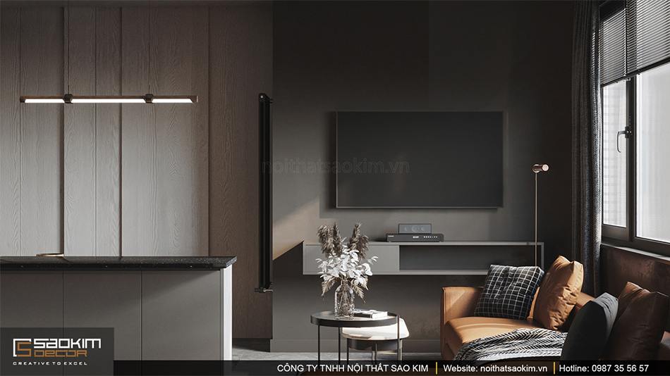 Thiết kế nội thất phòng khách chung cư theo phong cách hiện đại kết hợp Scandinavian