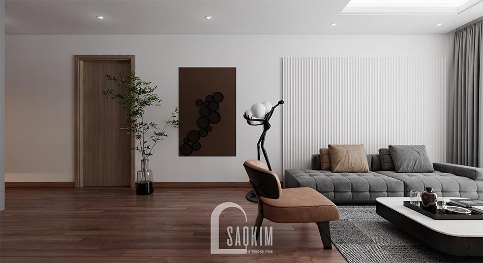 Thiết kế nội thất phòng khách chung cư 110m2 Emerald Center Park Mỹ Đình