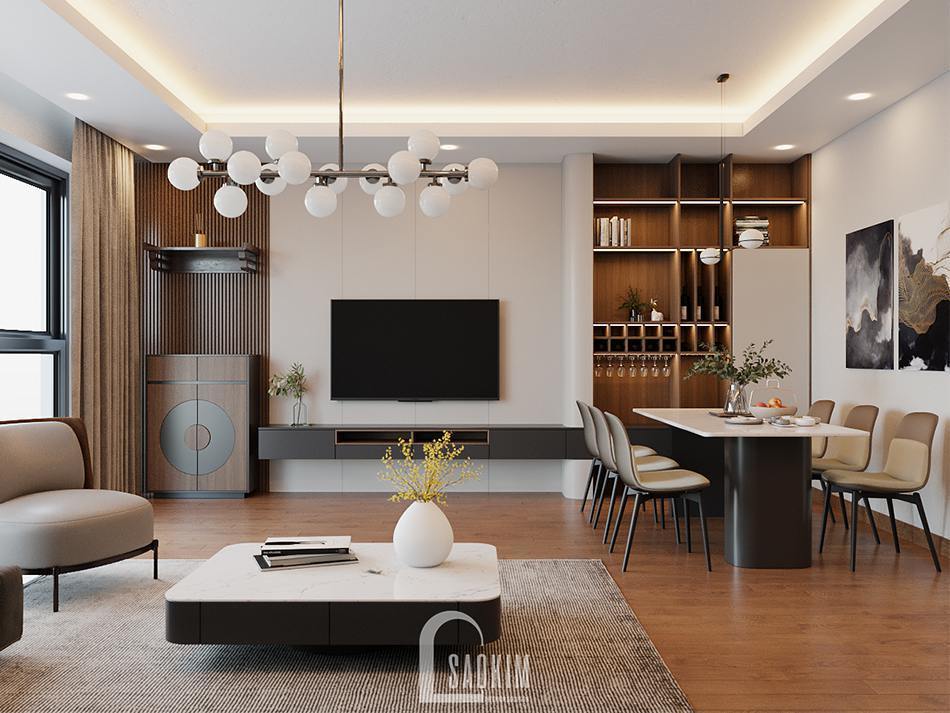 Thiết kế nội thất chung cư 150m2 Iris Garden ghi điểm tuyệt đối với phong cách hiện đại