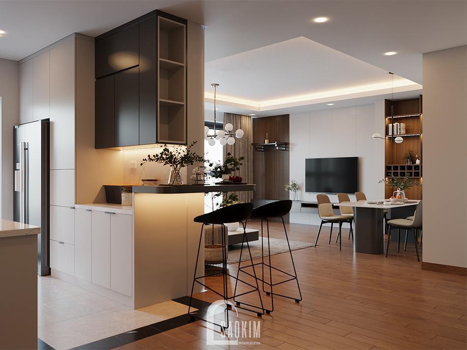 Không gian bếp bố trí khoa học, gọn gàng