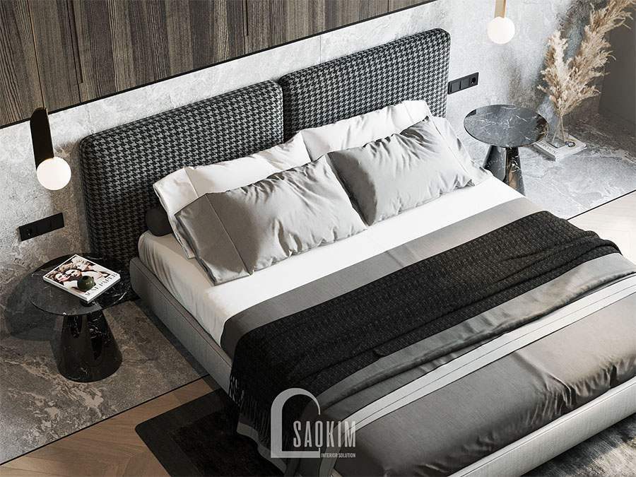 Giường ngủ vững chãi, êm ái mang lại cảm giác thoải mái, thư giãn cho gia chủ