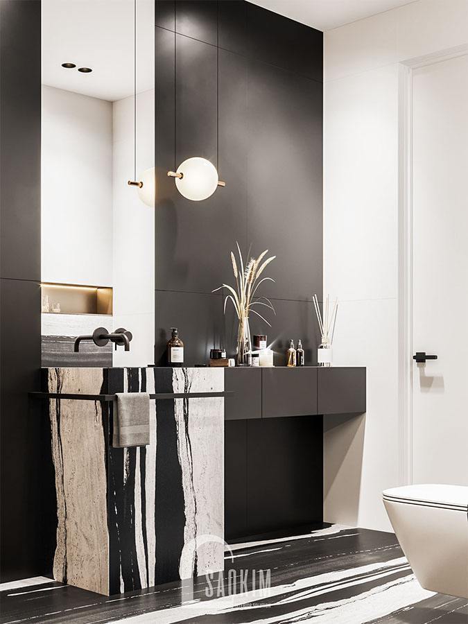 Không gian phòng tắm sạch sẽ, thoáng mát