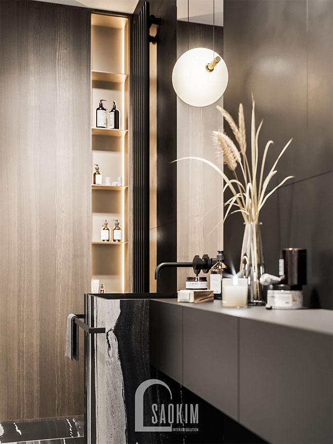 Mẫu thiết kế phòng tắm chung cư 2 phòng ngủ 113m2 Yên Hoà Sunshine