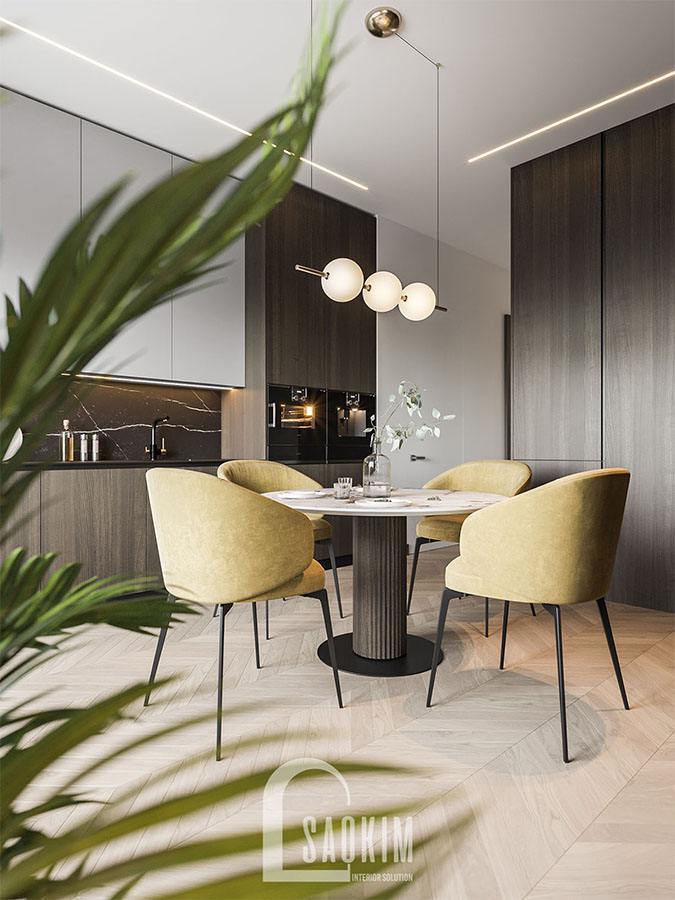 Không gian phòng ăn và bếp hiện đại tiện nghi