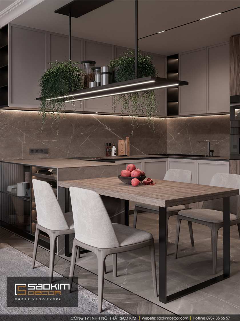 Thiết kế phòng bếp chung cư 100m2 Dream Center Home