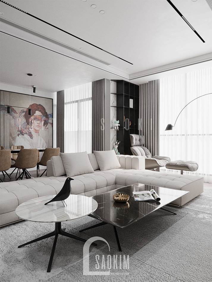 Thiết kế chung cư 3 phòng ngủ The Zen Gamuda 157m2 vẻ đẹp hiện đại, tinh tế với gam màu trắng làm chủ đạo