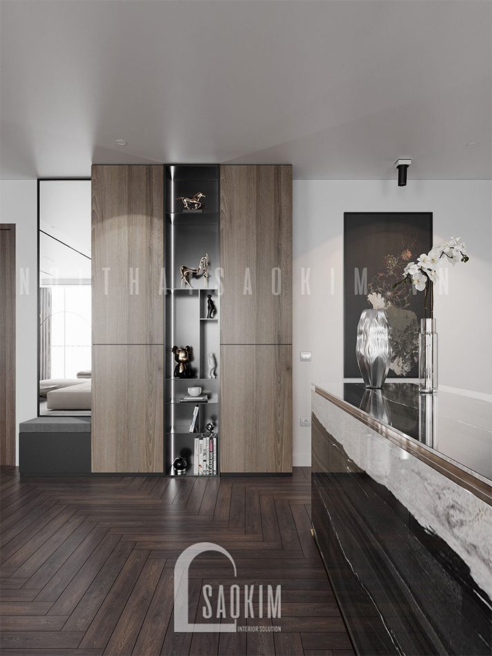 Thiết kế hành lang chung cư 3 phòng ngủ The Zen Gamuda 157m2 vẻ đẹp hiện đại, tinh tế