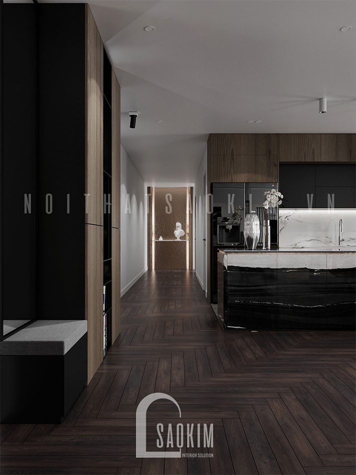 Thiết kế phòng bếp chung cư 3 phòng ngủ The Zen Gamuda 157m2 vẻ đẹp hiện đại, tinh tế