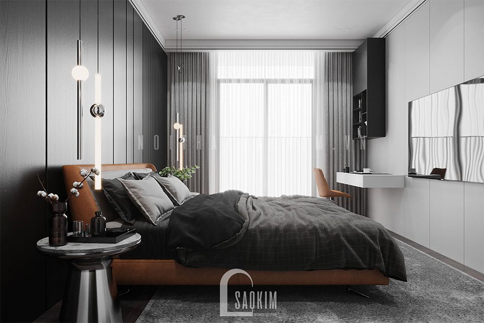 Thiết kế phòng ngủ master chung cư 3 phòng ngủ The Zen Gamuda 157m2 vẻ đẹp hiện đại, tinh tế