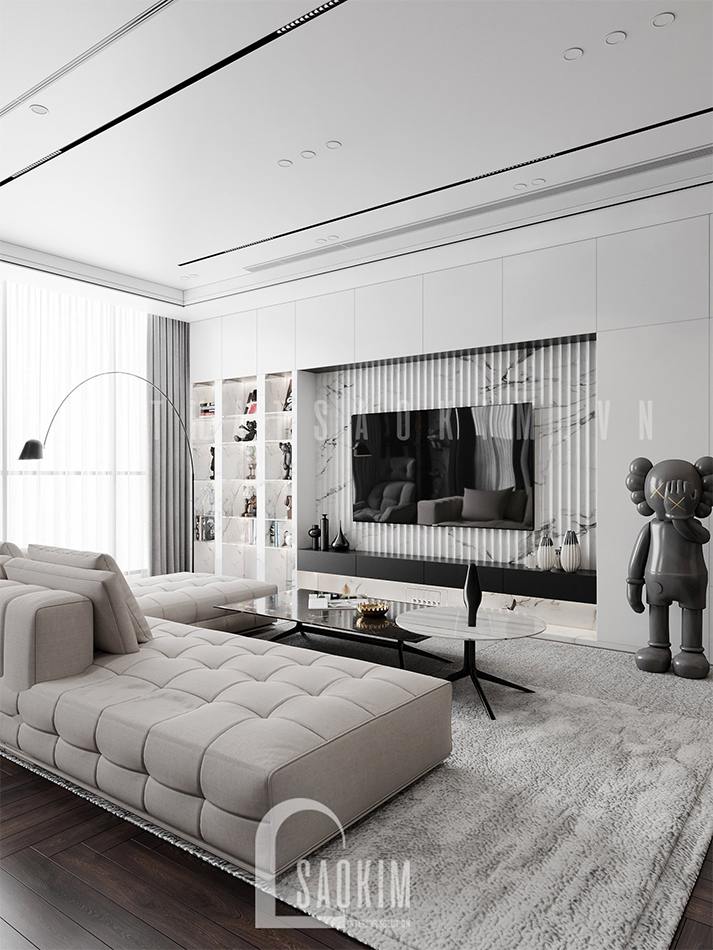 Thiết kế chung cư 3 phòng ngủ đẹp The Zen Gamuda 157m2 vẻ đẹp hiện đại, tinh tế với gam màu trắng làm chủ đạo