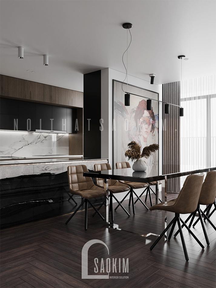 Thiết kế phòng ăn chung cư 3 phòng ngủ The Zen Gamuda 157m2 vẻ đẹp hiện đại, tinh tế