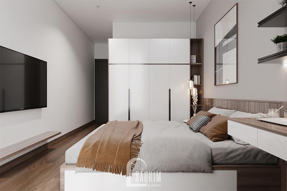 Thiết kế phòng ngủ cho khách chung cư The Zen Gamuda mang vẻ đẹp hiện đại, gần gũi