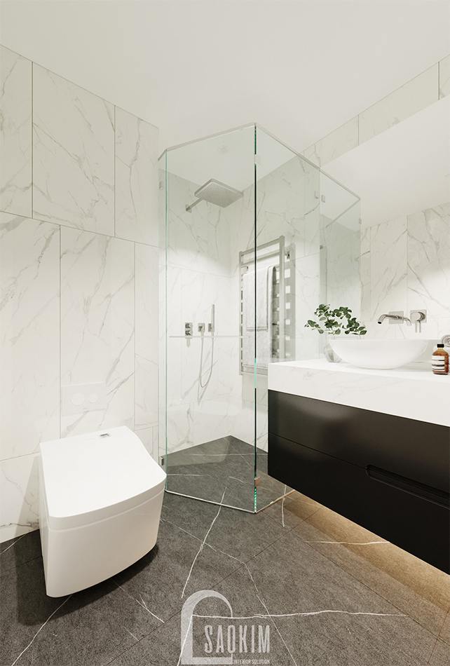 Thiết kế phòng tắm trong phòng ngủ khách chung cư The Zen Gamuda