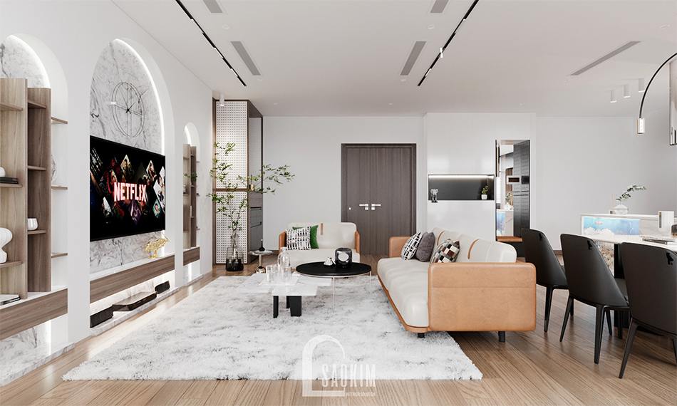 Thiết kế phòng khách chung cư The Zen Gamuda theo phong cách hiện đại, sang trọng