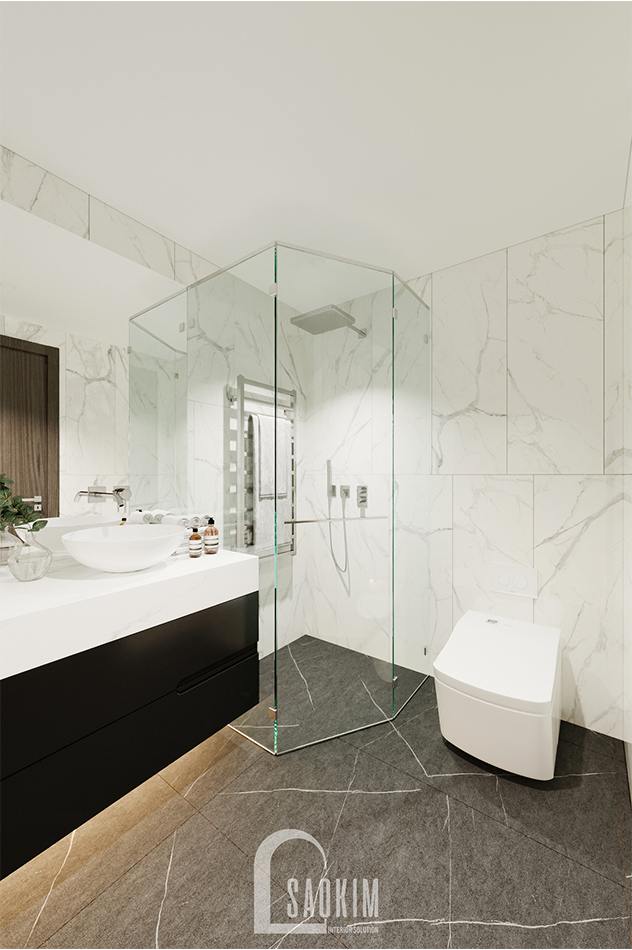 Thiết kế phòng tắm chung căn hộ The Zen Gamuda mang vẻ đẹp hiện đại