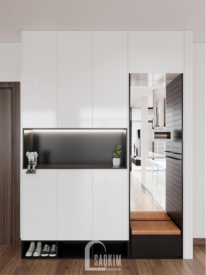 Tủ giày đa năng bố trí trong thiết kế chung cư