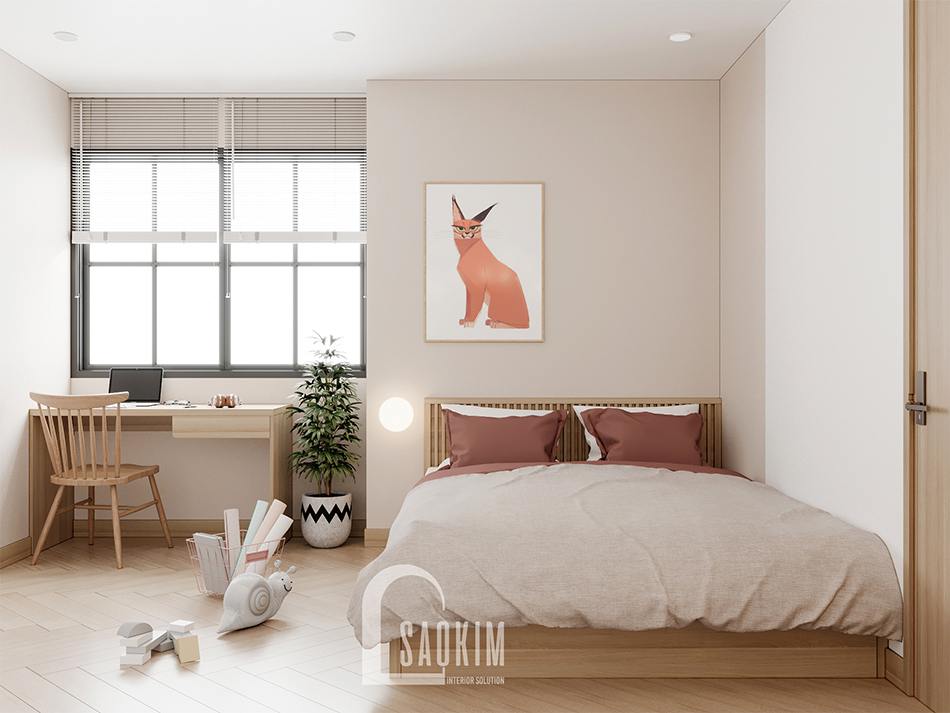 Thiết kế nội thất phòng ngủ cho bé chung cư 90m2 bàn giao thô dự án Thiên Niên Kỷ (TSQ)