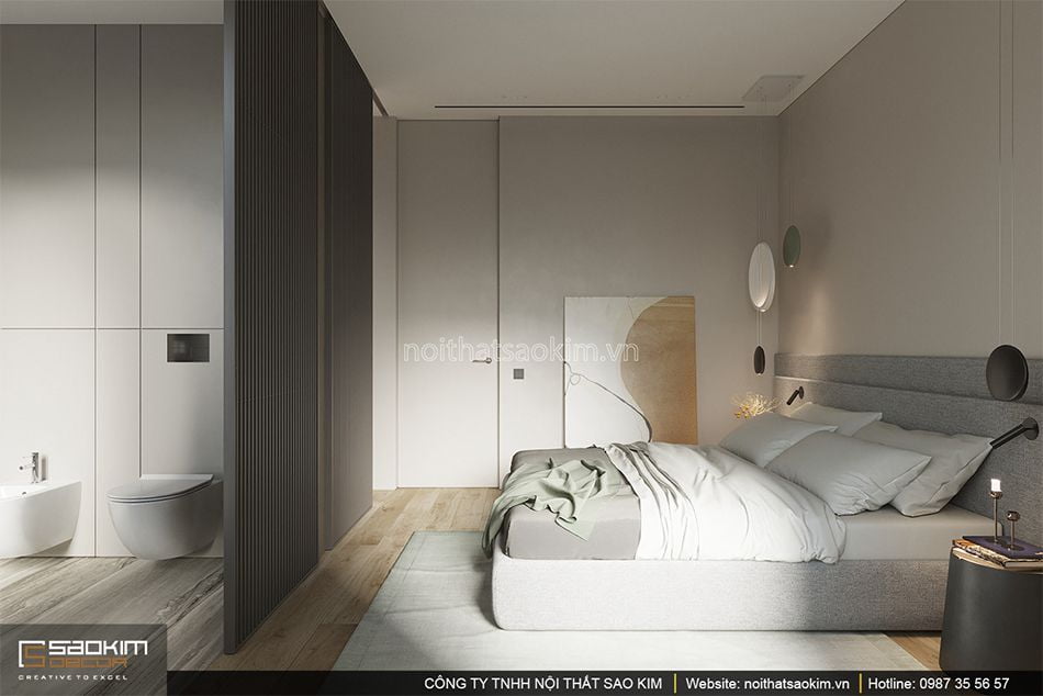 Thiết kế phòng ngủ master chung cư 93m2 Indochina Plaza