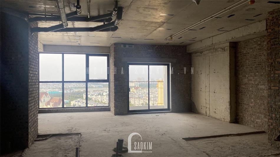 Ảnh chụp hiện trang căn hộ trước khi thiết kế chung cư 97m2 Le Grand Jarrdin kết hợp tông màu đen - trắng đẹp ngỡ ngàng