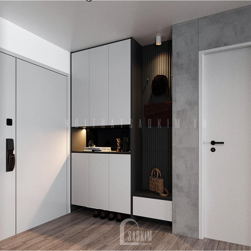 Thiết kế chung cư 97m2 đẹp Le Grand Jarrdin kết hợp tông màu đen - trắng đẹp ngỡ ngàng