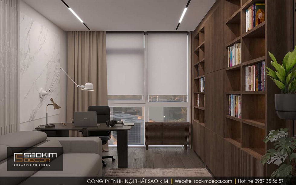 Thiết kế phòng làm việc tại nhà chung cư Gold Tower Nguyễn Trãi