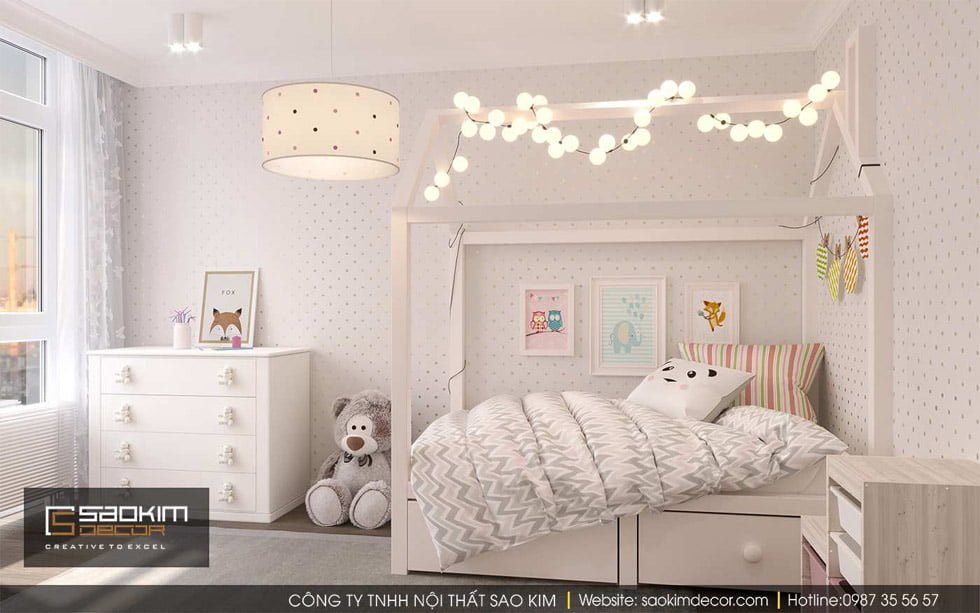 Thiết kế phòng ngủ của bé chung cư 90m2 Gold Tower Nguyễn Trãi