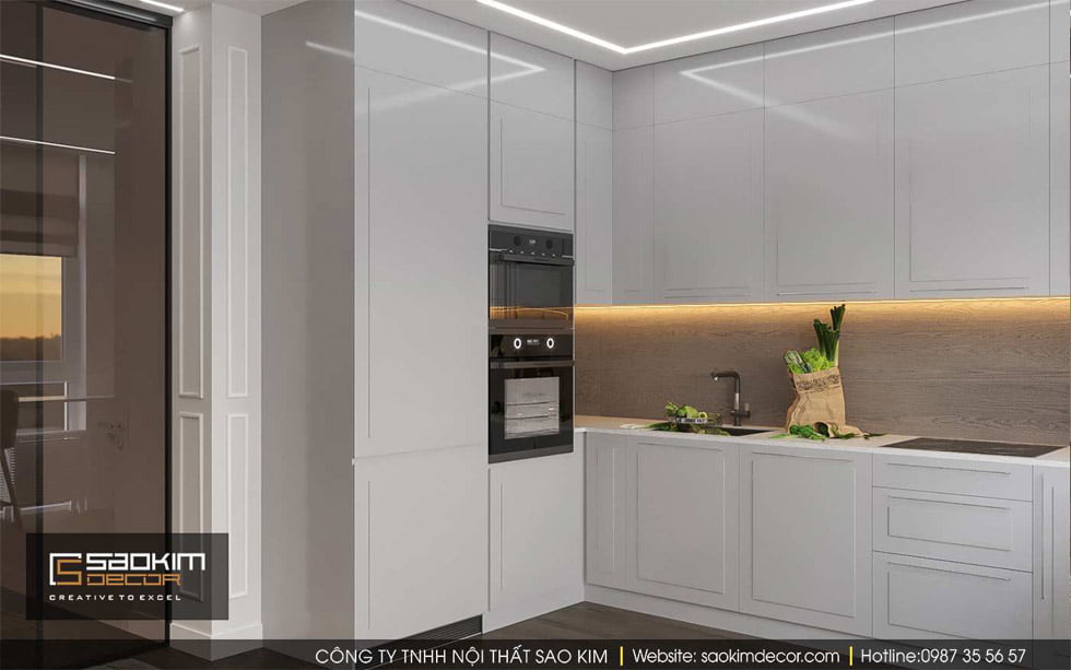 Thiết kế phòng bếp chung cư Gold Tower
