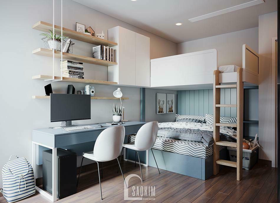 Thiết kế nội thất phòng ngủ trẻ em chung cư Golden Park 96m2 theo phong cách hiện đại