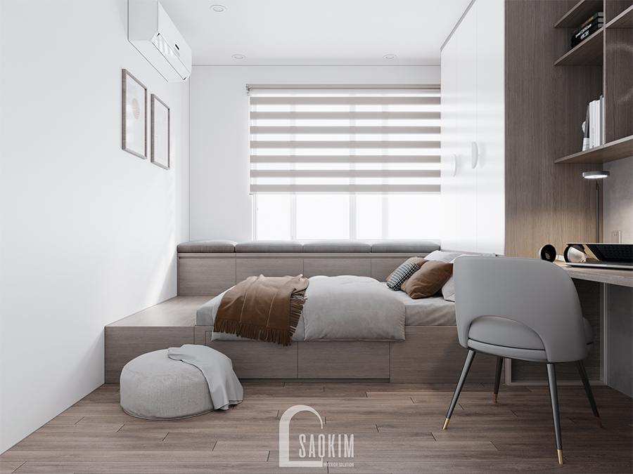 Thiết kế phòng ngủ chung cư cho bé 2 phong cách hiện đại sử dụng hệ tủ liền giường