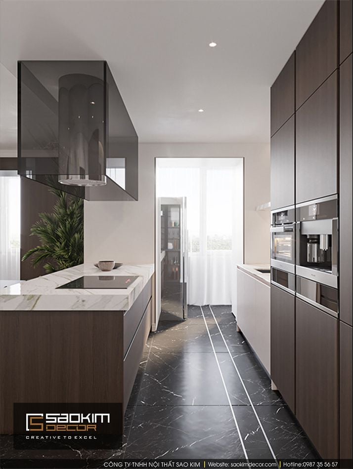 Thiết kế nội thất bàn ăn và bếp căn hộ Vinhome Ocean Park