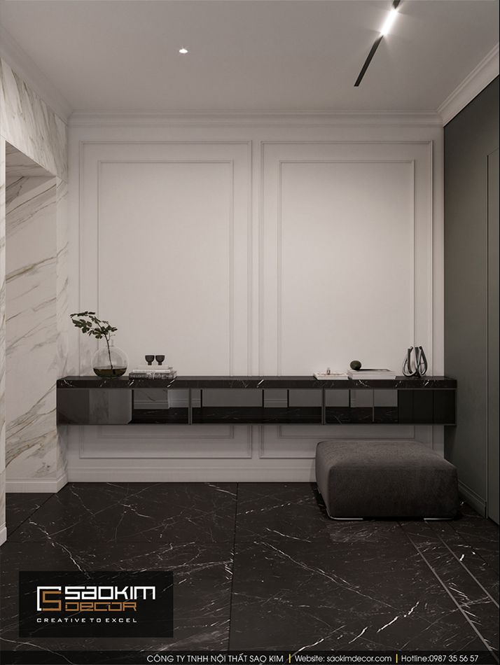 Chiếc kệ tiện lợi đặt ngay cạnh lối vào