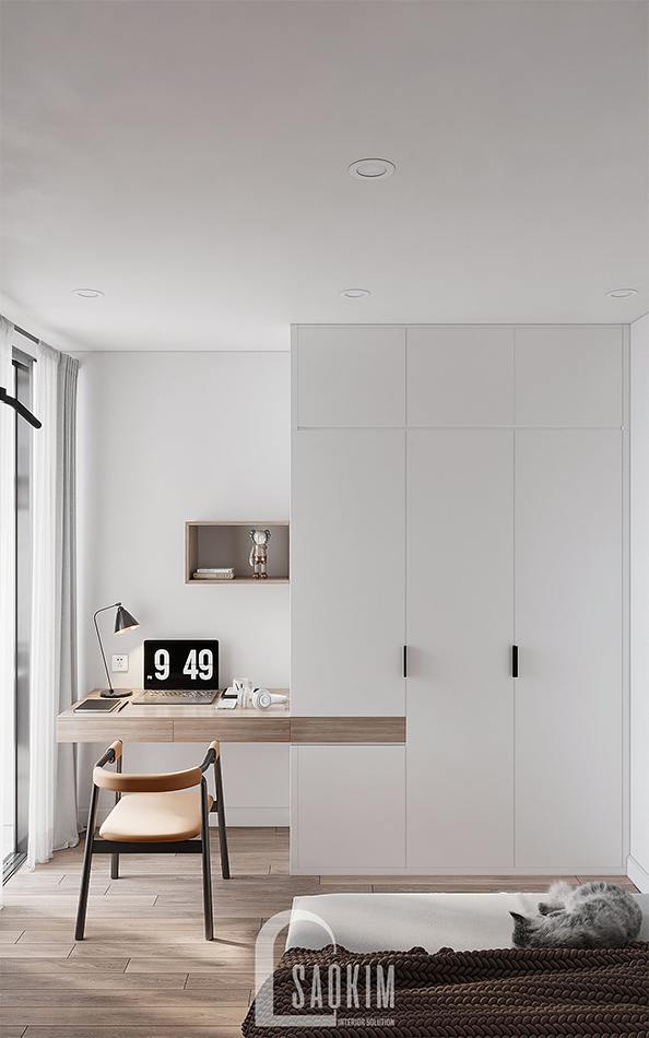 Tủ quần áo và góc học tập cho bé trai