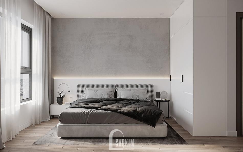 Thiết kế phòng ngủ master căn hộ The Terra An Hưng theo phong cách tối giản